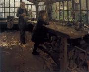 William Stott of Oldham Grandfather-s Workshop oil on canvas